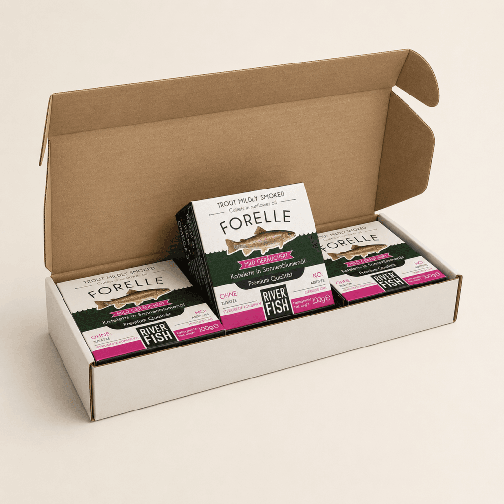 Last Catch 2016 Forelle Geschenkbox mit drei Vintage Räucherforellen