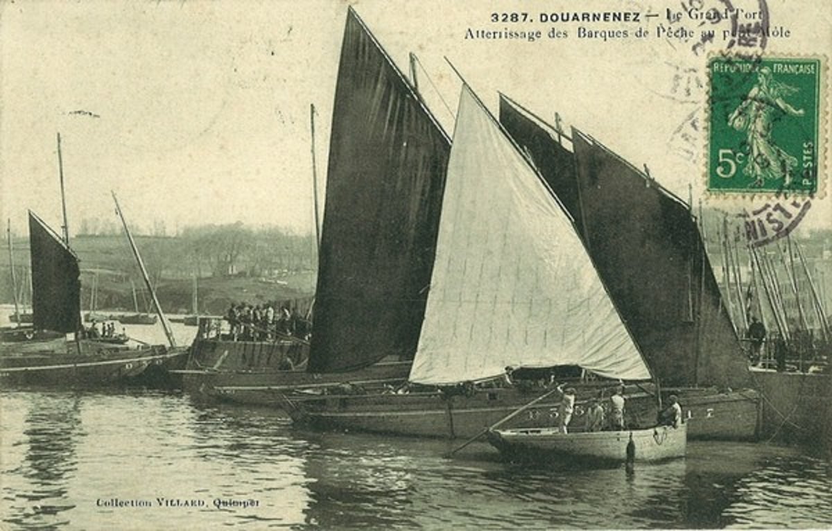 Istorijski sardinski ribarski čamci u luci Duarnenez oko 1900. godine